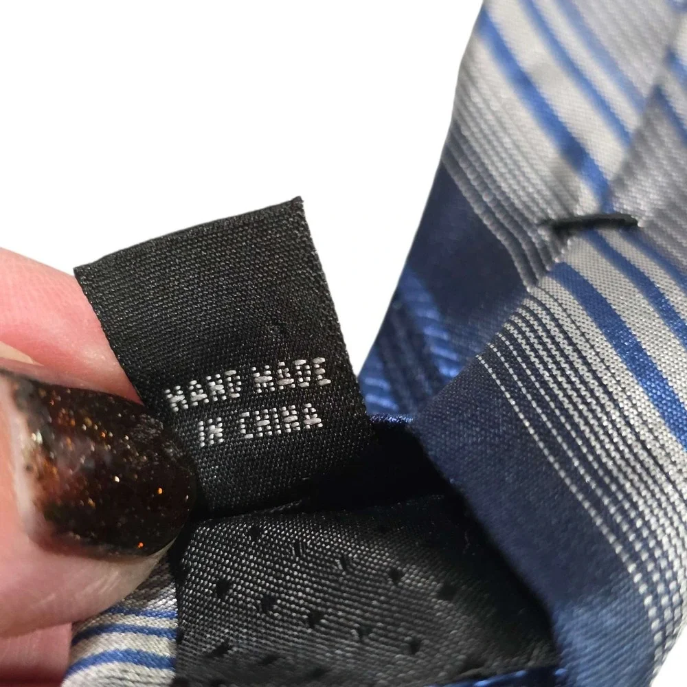 Joseph & Feiss‎ Striped Silk Tie Blue Gray Men's Formal Necktie Designer Estate